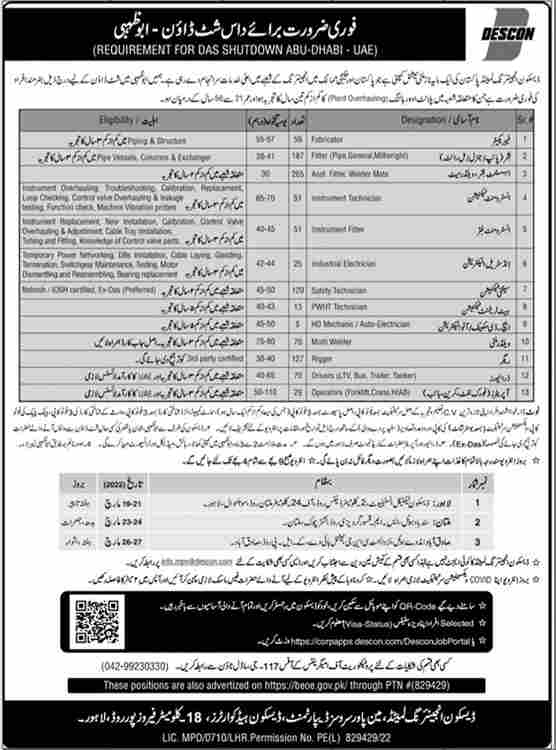 Descon Jobs 2022 in Abu Dhabi