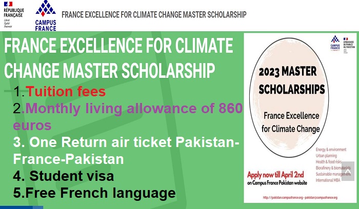 Climate Change Master Scholarships 2023 In France For Pakistanis