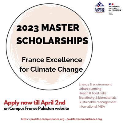 Climate Change Master Scholarships 2023 In France For Pakistanis