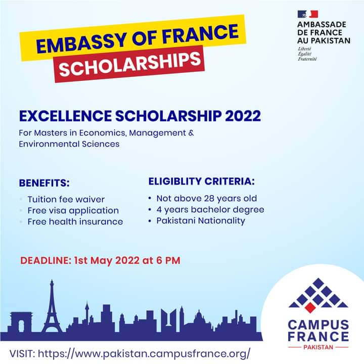 Embassy Of France Excellence Scholarship Program In Pakistan 2022