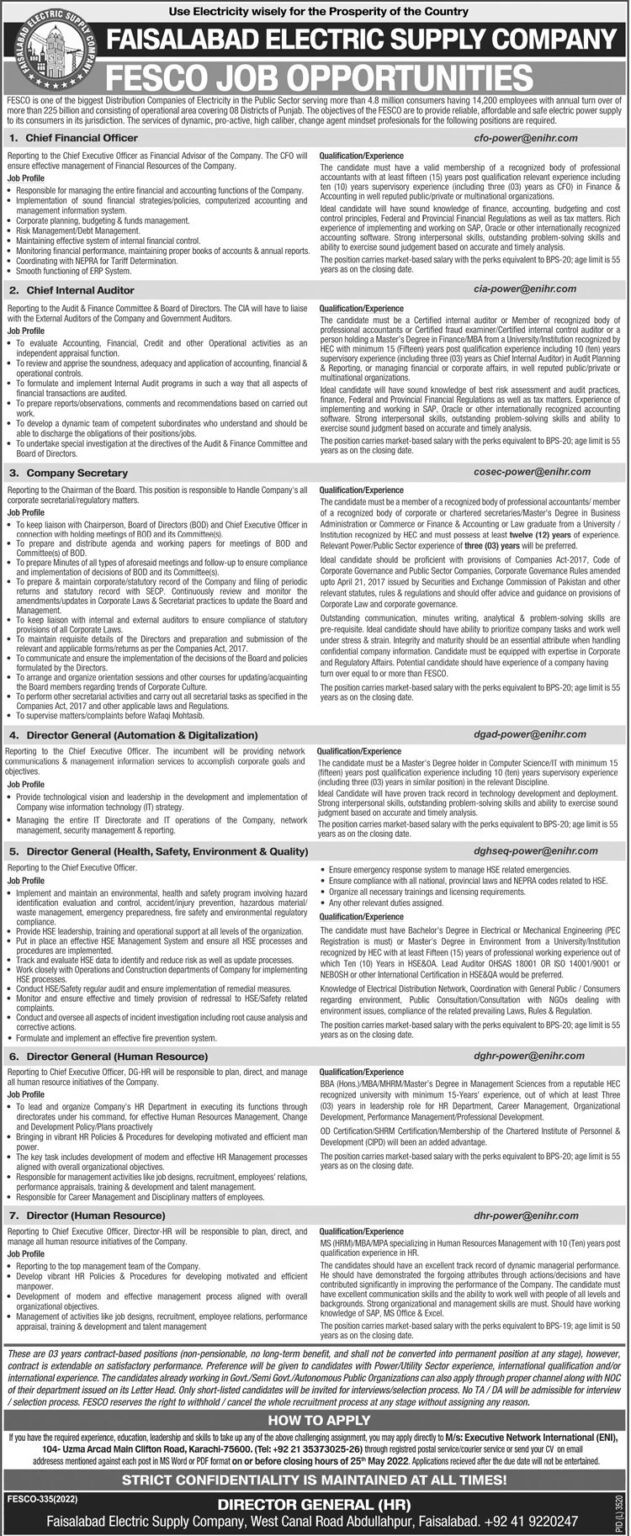 Wapda Government Jobs 2022 at Faisalabad Electric Supply Company
