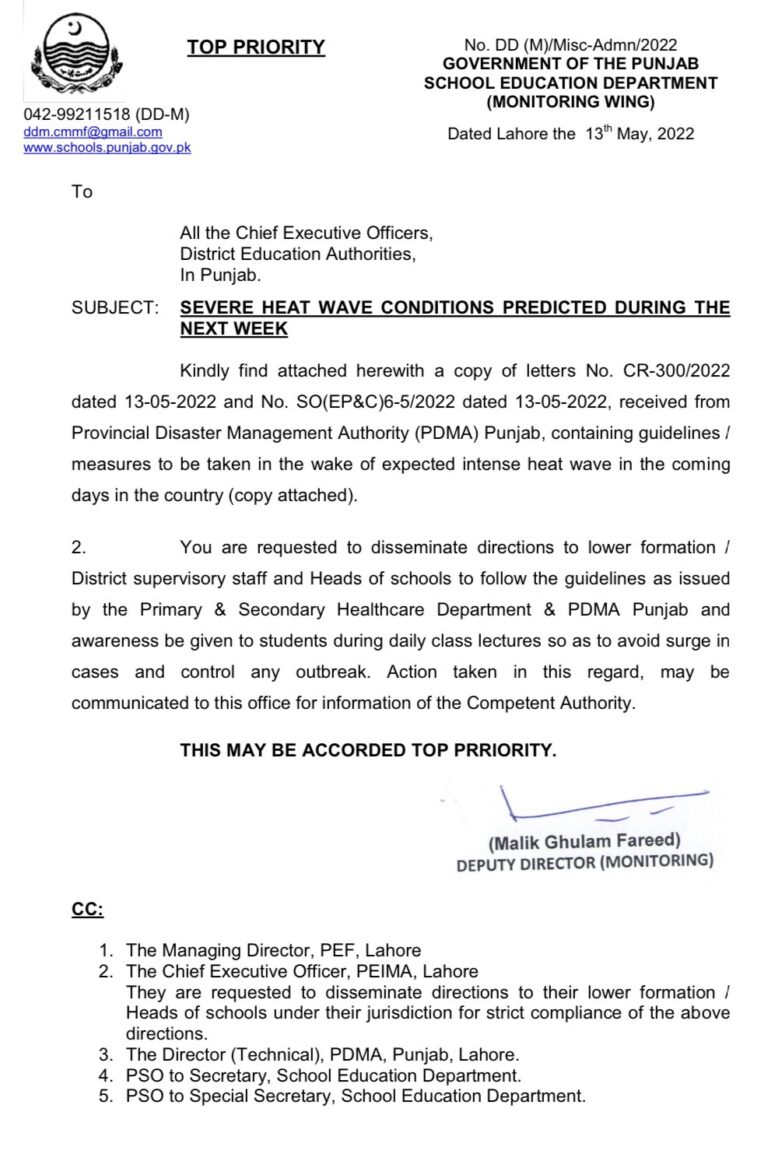 Heatwave 2022 and Summer Vacations New Govt Notification
