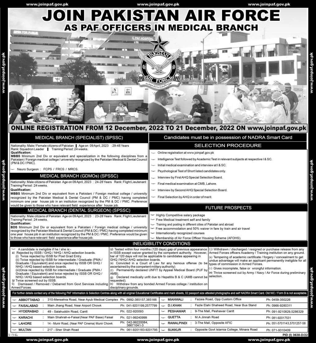 Pakistan Air Force Medical Officer Jobs 2022 | Join PAF as Officer