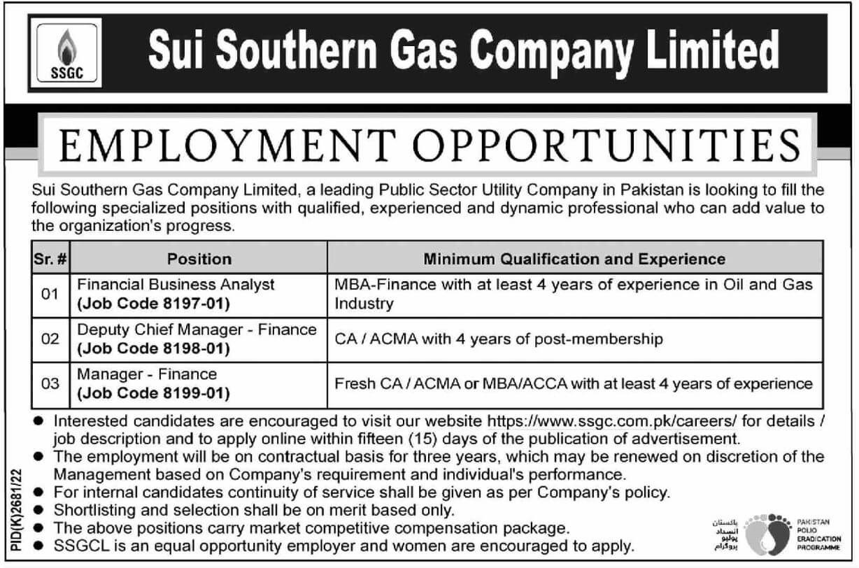 Sui Southern Gas Company Jobs 2023 | SSGC Govt Jobs 2023 Apply Now
