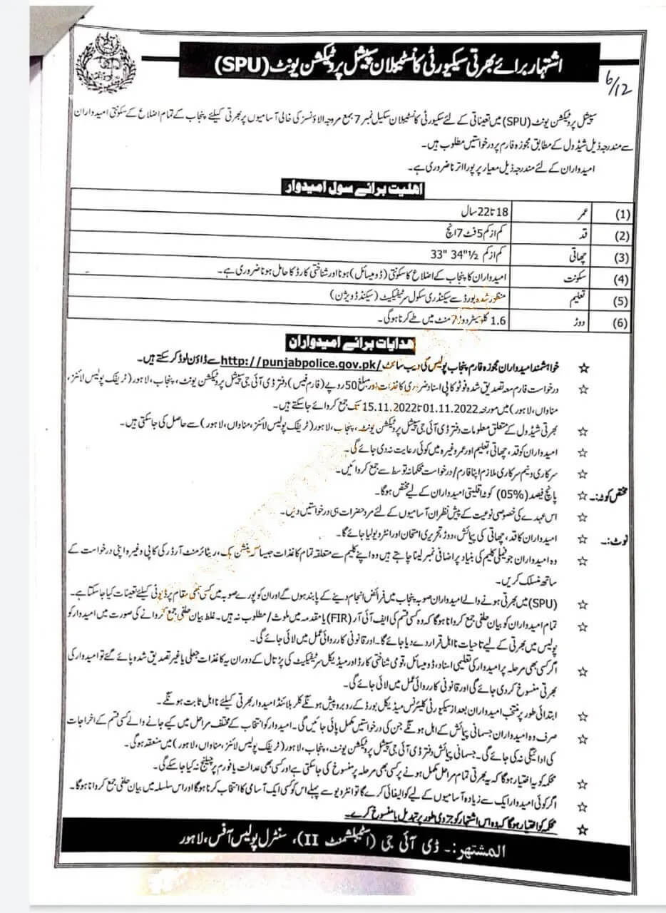Punjab Police Jobs 2022 Constables, Driver & Operators (All Districts)