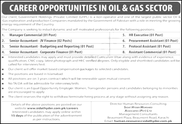 Government Holding Private Limited Jobs 2022 | GHPL Islamabad
