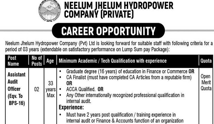Neelum Jhelum Hydropower Company OTS Jobs | NJHPC OTS Jobs