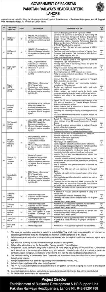 Pakistan Railways Jobs 2023 in Lahore via NJP