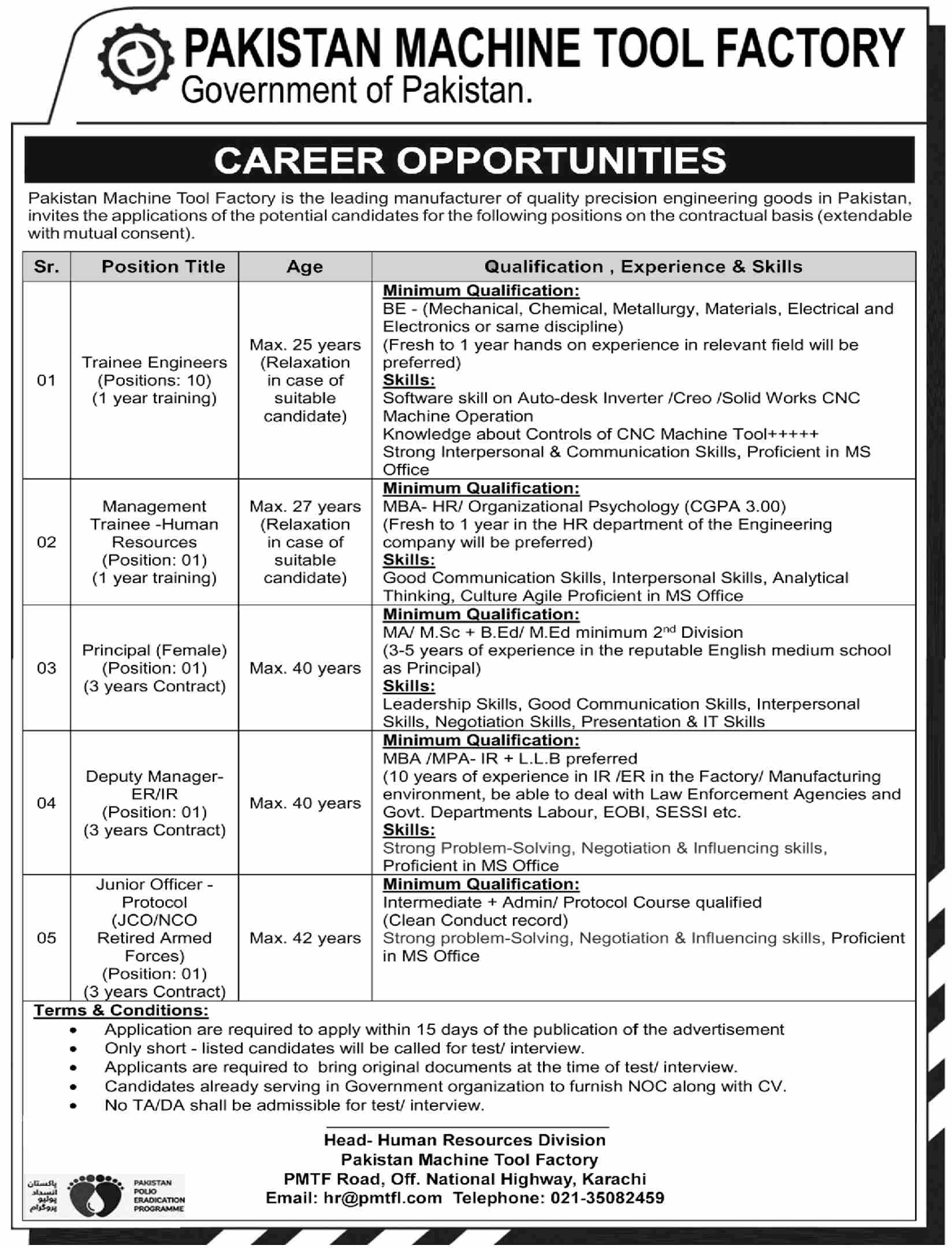 Pakistan Machine Tool Factory Jobs 2023 in Karachi