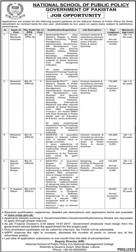 National School of Public Policy (NSPP) Jobs 2023 in Lahore