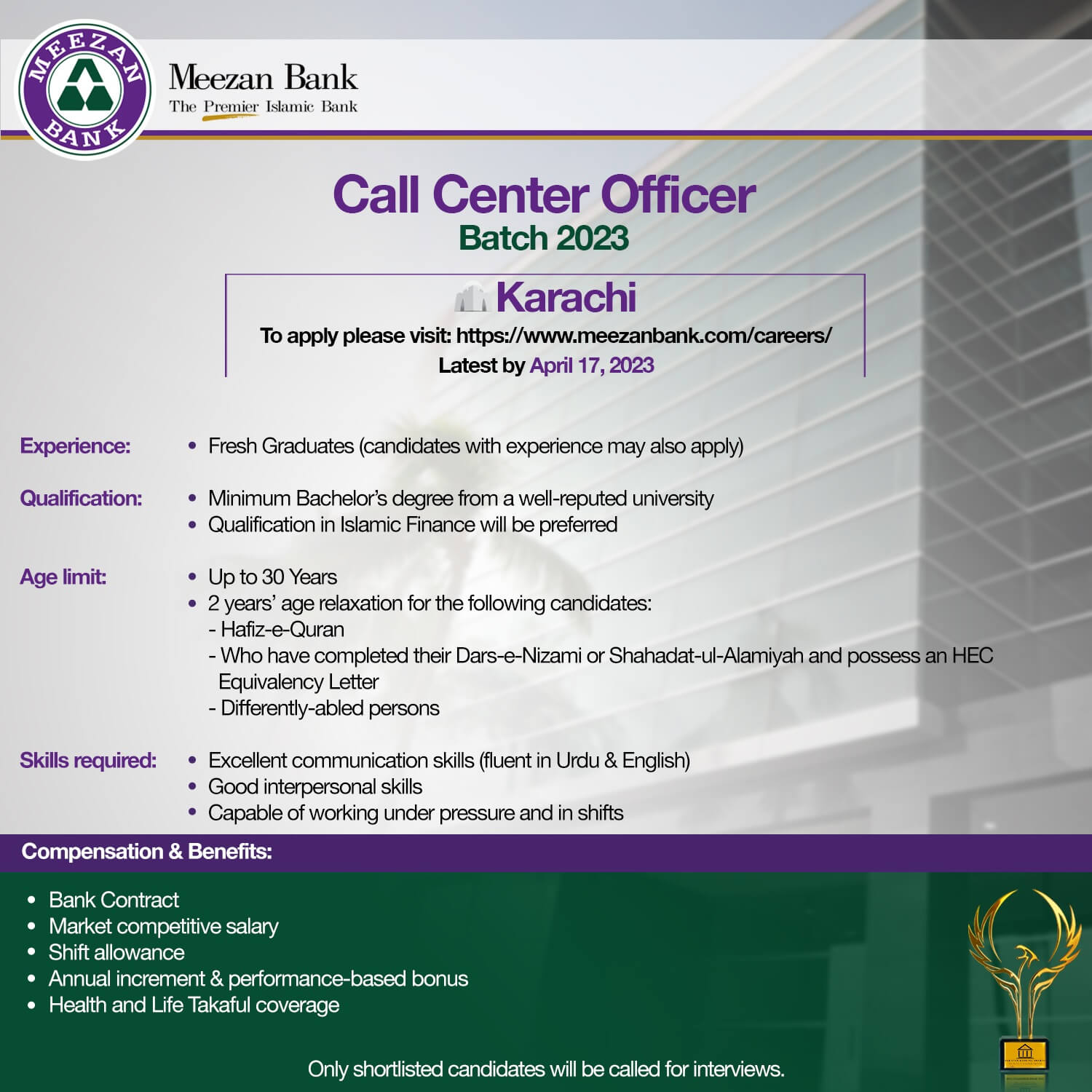 Meezan Bank call center officer jobs 2023- Meezan Bank jobs