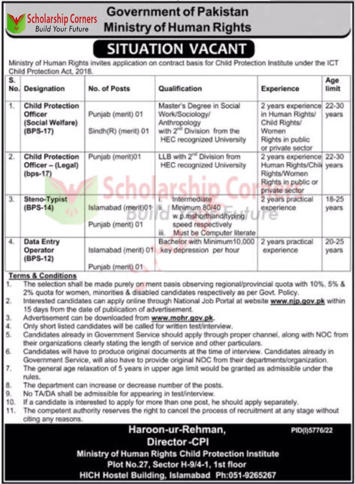 MoHR Jobs | 2023 Jobs in Ministry of Human Rights