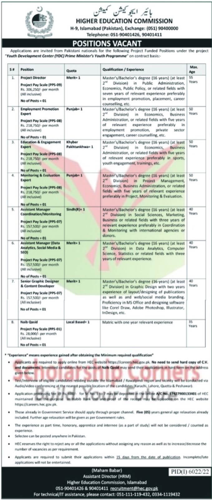 HEC Jobs Advertisement 2023 | Higher Education Commission Jobs 2023