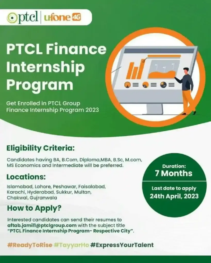 PTCL Finance Internship Program 2023 | Apply Online