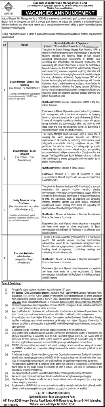 National Disaster Risk Management Fund Jobs 2023 | NDRMF Jobs