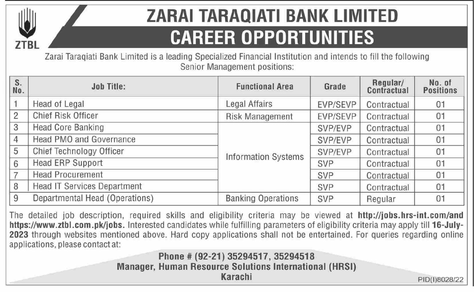 Zarai Taraqiati Bank Limited (ZTBL) Jobs 2023 | Govt Jobs