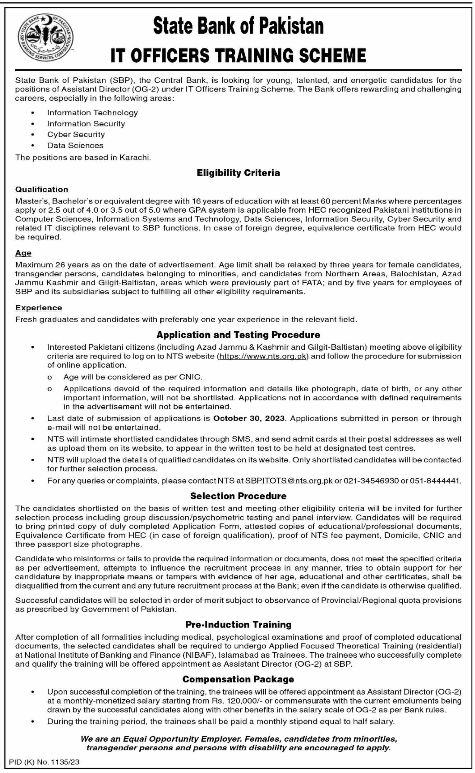 State Bank of Pakistan Jobs 2023 | Apply Online via NTS