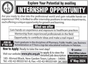 PHC Internship opportunity for Fresh Graduates 2024