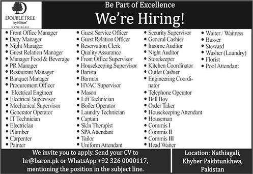 Hotel Jobs in Nathiagali, 2025