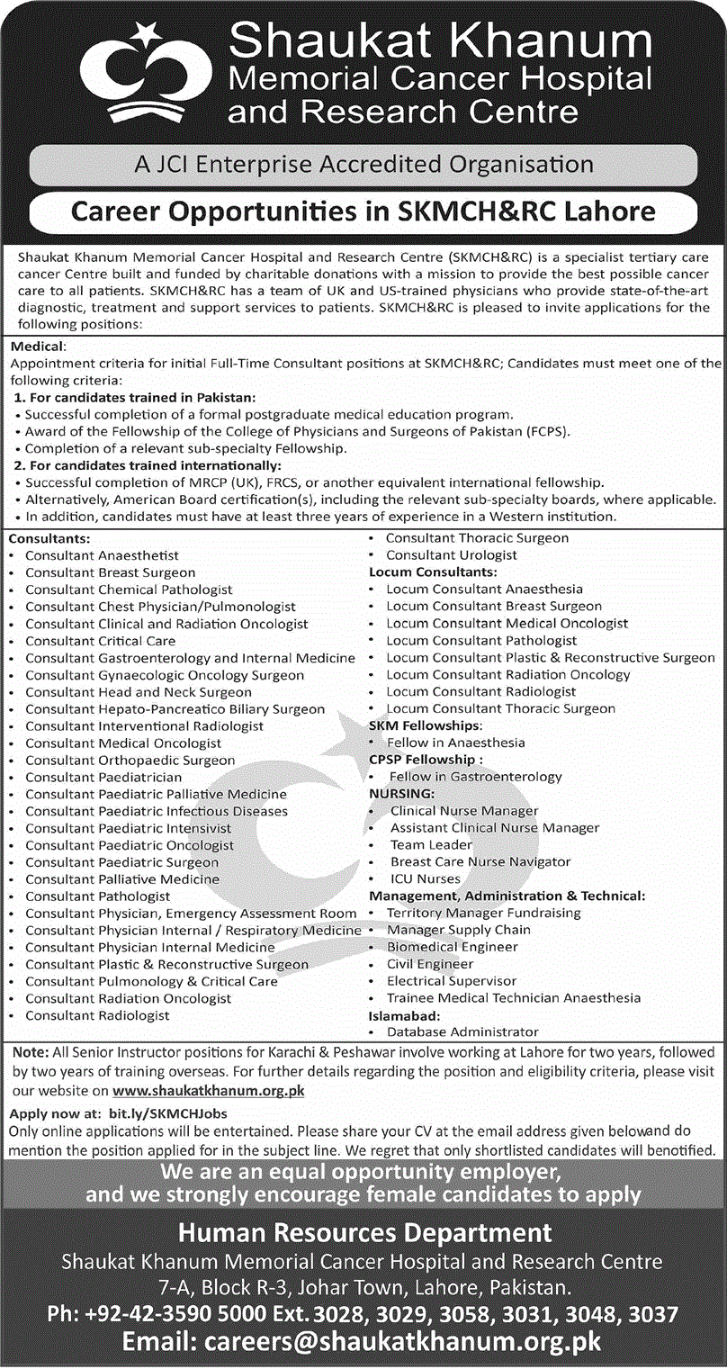 Shaukat Khanum Jobs 2026 | SKMCH Careers 2026