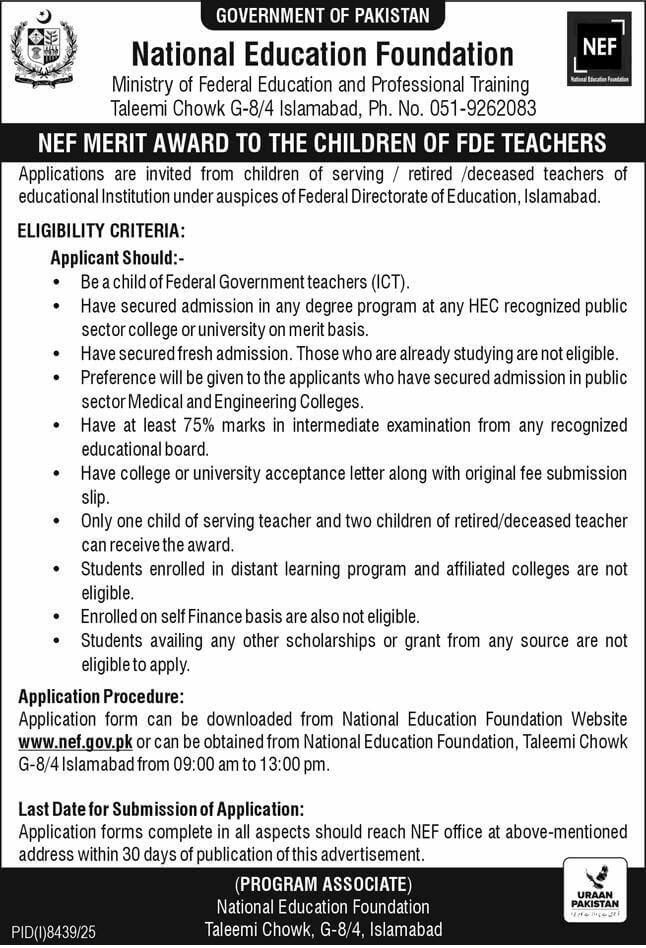 National Education Foundation Scholarship 2026 for Children of FDE Teachers